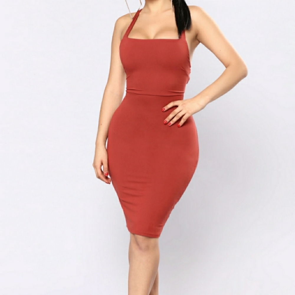 Lace up back midi dress
